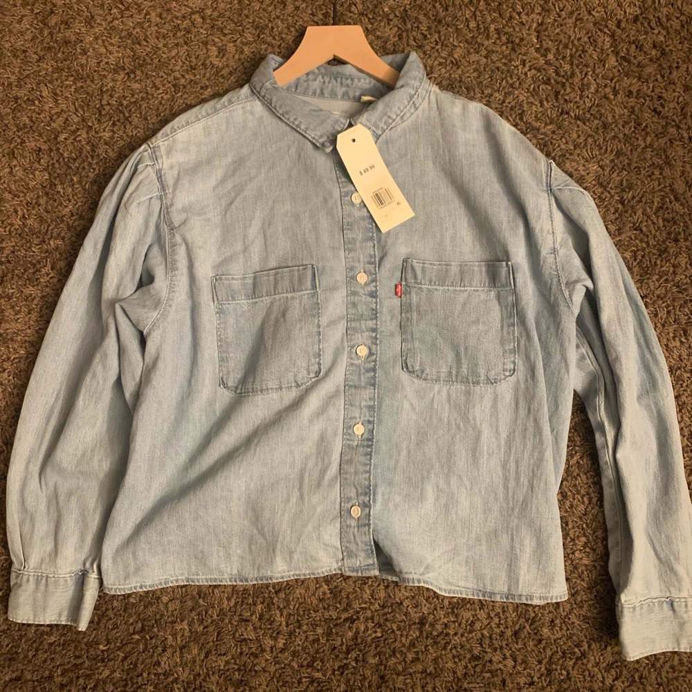Levis Women's Kinsley Denim Utility Shirt size XL